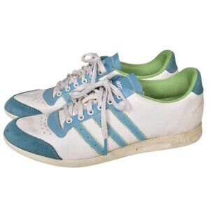 Adidas Spikeless Golf Shoes Leather White Blue Green Athletic Size 8
